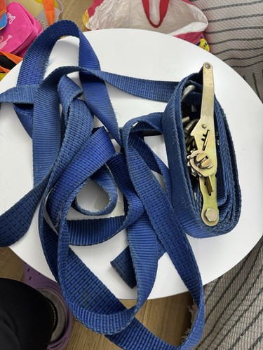 Blue ratchet tie down strap - blue,